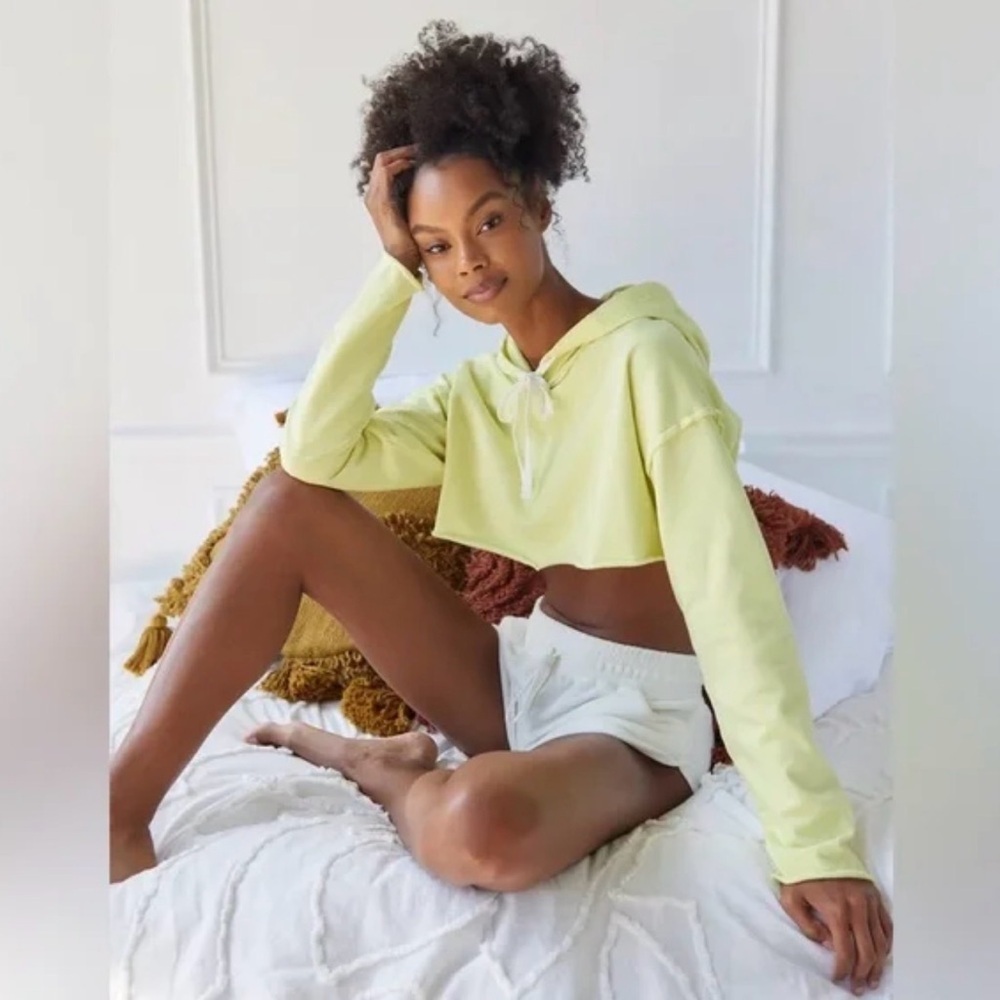 Out From Under Lime Green Cropped Hoodie Women’s Size Large